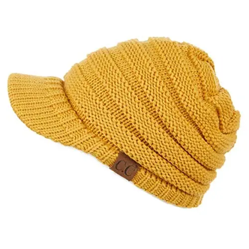 C.C. Hatsandscarf Exclusives Women's Ribbed Knit Hat with Brim (YJ-131)(YJ-2023) 