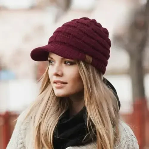 C.C Hatsandscarf Exclusives Women's Ribbed Knit Hat with Brim (YJ-131)(YJ-2023) - 3