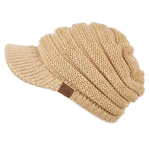 C.C Hatsandscarf Exclusives Women's Ribbed Knit Hat with Brim (YJ-131)(YJ-2023) 