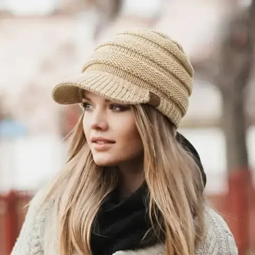C.C Hatsandscarf Exclusives Women's Ribbed Knit Hat with Brim (YJ-131)(YJ-2023) - 2