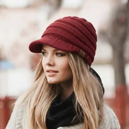 C.C Hatsandscarf Exclusives Women's Ribbed Knit Hat with Brim (YJ-131)(YJ-2023) - 2