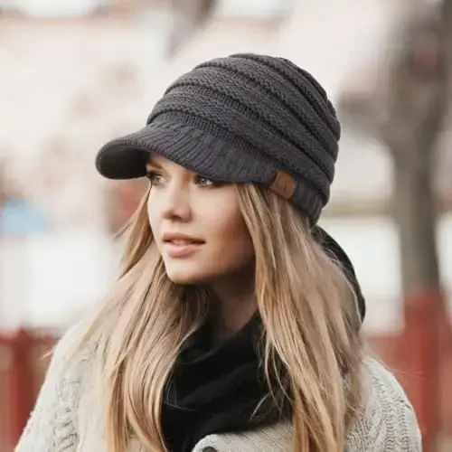 C.C Hatsandscarf Exclusives Women's Ribbed Knit Hat with Brim (YJ-131)(YJ-2023) - 2