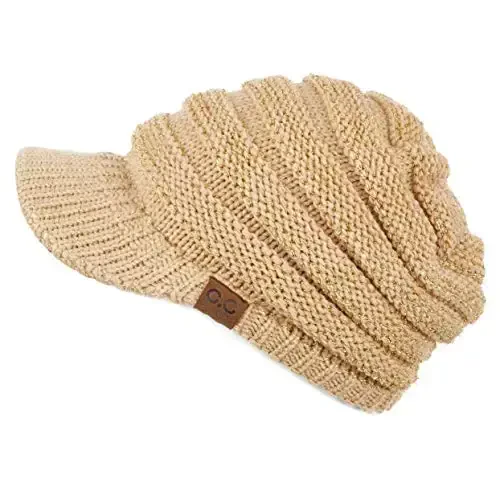C.C Hatsandscarf Exclusives Women's Ribbed Knit Hat with Brim (YJ-131)(YJ-2023) 