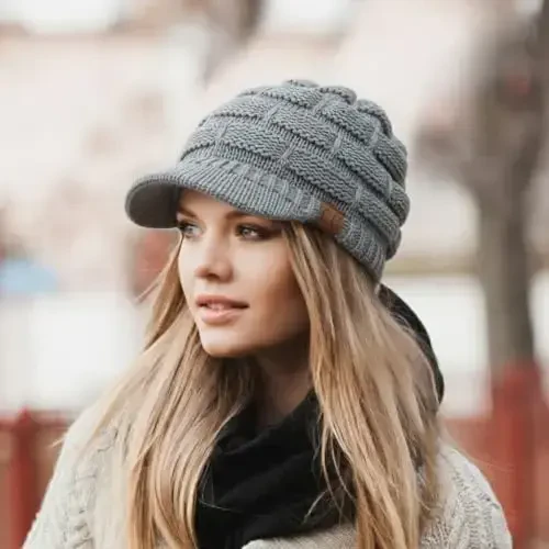 C.C Hatsandscarf Exclusives Women's Ribbed Knit Hat with Brim (YJ-131)(YJ-2023) - 3