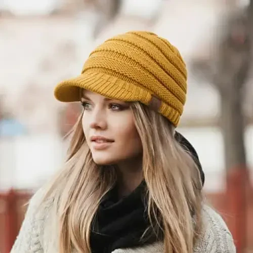 C.C Hatsandscarf Exclusives Women's Ribbed Knit Hat with Brim (YJ-131)(YJ-2023) - 5