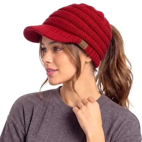 C.C Hatsandscarf Exclusives Women's Ribbed Knit Hat with Brim (YJ-131)(YJ-2023) - 1