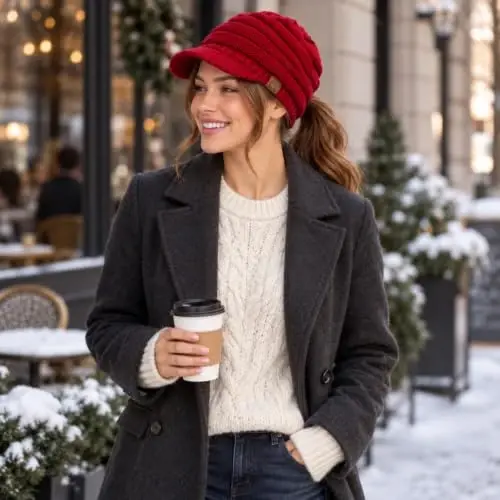 C.C Hatsandscarf Exclusives Women's Ribbed Knit Hat with Brim (YJ-131)(YJ-2023) - 2