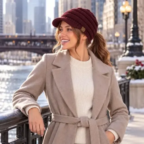 C.C Hatsandscarf Exclusives Women's Ribbed Knit Hat with Brim (YJ-131)(YJ-2023) - 2
