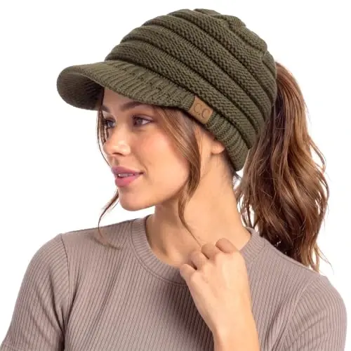 C.C Hatsandscarf Exclusives Women's Ribbed Knit Hat with Brim (YJ-131)(YJ-2023) - 1