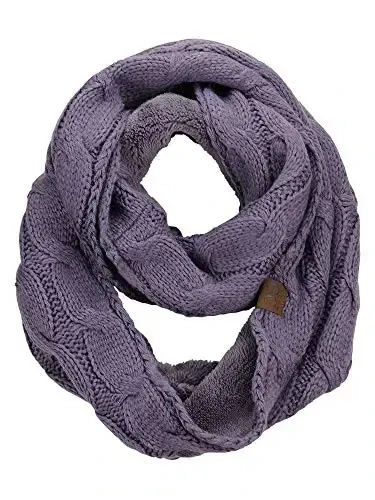 C.C Women's Winter Cable Knit Sherpa Lined Warm Infinity Pullover Scarf - 1