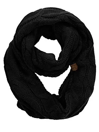 C.C Women's Winter Cable Knit Sherpa Lined Warm Infinity Pullover Scarf - 1