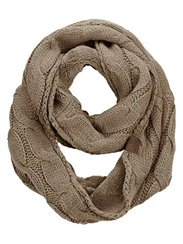 C.C Women's Winter Cable Knit Sherpa Lined Warm Infinity Pullover Scarf - MODAZONE