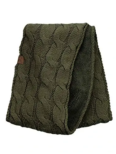 C.C Women's Winter Cable Knit Sherpa Lined Warm Infinity Pullover Scarf - 4