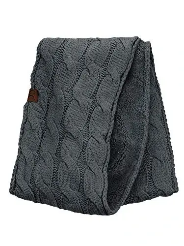 C.C Women's Winter Cable Knit Sherpa Lined Warm Infinity Pullover Scarf - 4