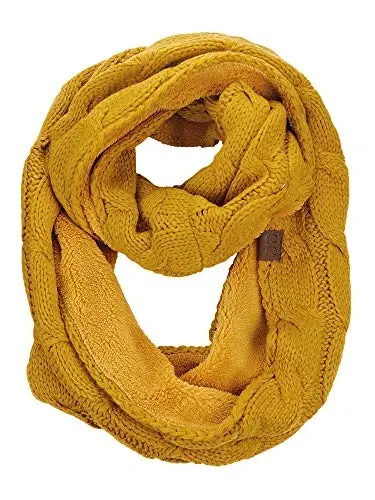 C.C Women's Winter Cable Knit Sherpa Lined Warm Infinity Pullover Scarf - 1