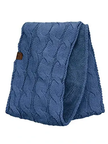 C.C Women's Winter Cable Knit Sherpa Lined Warm Infinity Pullover Scarf - 4