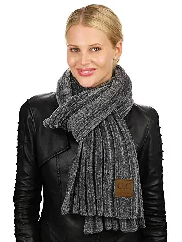 C.C Women's Ultra Soft Chenille Ribbed Thick Warm Knit Shawl Wrap Scarf - MODAZONE (1)
