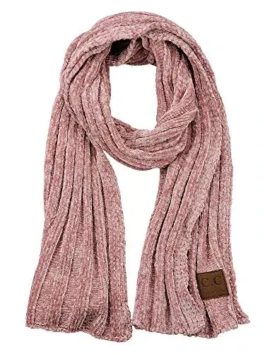 C.C Women's Ultra Soft Chenille Ribbed Thick Warm Knit Shawl Wrap Scarf - C.C
