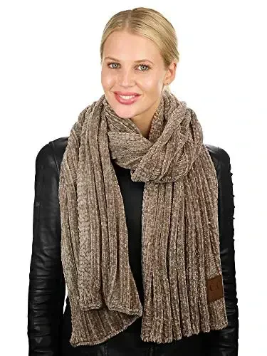 C.C Women's Ultra Soft Chenille Ribbed Thick Warm Knit Shawl Wrap Scarf - 3