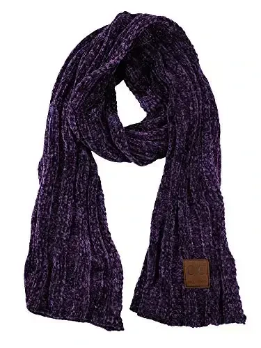 C.C Women's Ultra Soft Chenille Ribbed Thick Warm Knit Shawl Wrap Scarf 