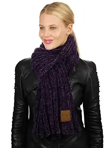 C.C Women's Ultra Soft Chenille Ribbed Thick Warm Knit Shawl Wrap Scarf - 2