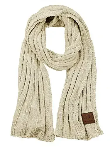 C.C Women's Ultra Soft Chenille Ribbed Thick Warm Knit Shawl Wrap Scarf - C.C (1)