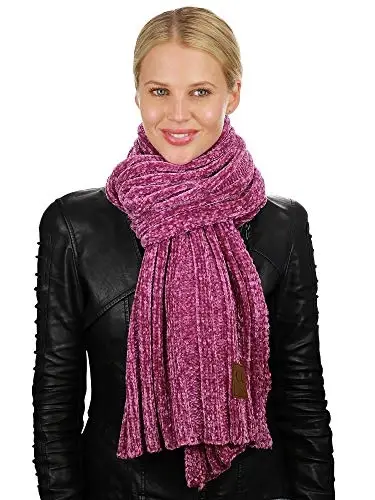 C.C Women's Ultra Soft Chenille Ribbed Thick Warm Knit Shawl Wrap Scarf - 2