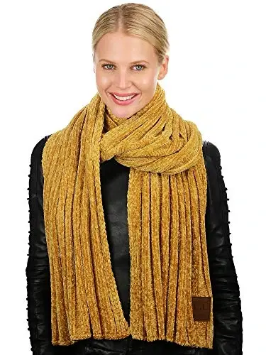 C.C Women's Ultra Soft Chenille Ribbed Thick Warm Knit Shawl Wrap Scarf - 3