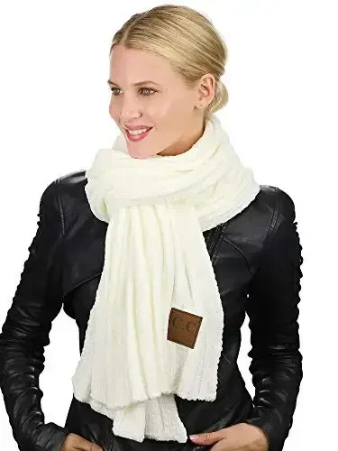 C.C Women's Ultra Soft Chenille Ribbed Thick Warm Knit Shawl Wrap Scarf - 2