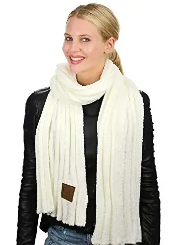 C.C Women's Ultra Soft Chenille Ribbed Thick Warm Knit Shawl Wrap Scarf - 3