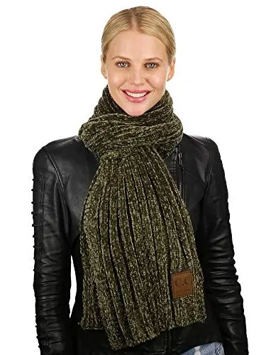 C.C Women's Ultra Soft Chenille Ribbed Thick Warm Knit Shawl Wrap Scarf - C.C (1)