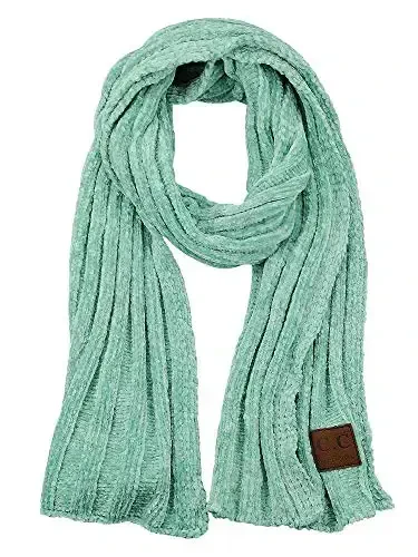C.C Women's Ultra Soft Chenille Ribbed Thick Warm Knit Shawl Wrap Scarf 