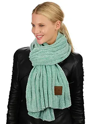 C.C Women's Ultra Soft Chenille Ribbed Thick Warm Knit Shawl Wrap Scarf - 2