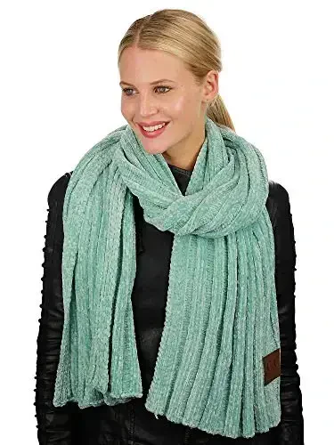 C.C Women's Ultra Soft Chenille Ribbed Thick Warm Knit Shawl Wrap Scarf - 3