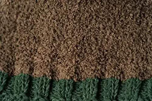 C.C Thick Cable Knit Faux Fuzzy Fur Pom Fleece Lined Skull Cap Cuff Beanie - C.C (1)