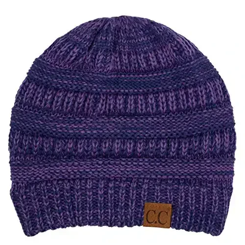 CC Classic Winter Fall Trendy Chunky Stretchy Cable Knit Beanie Hat - CC