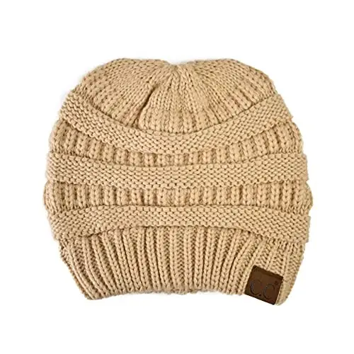 C.C Trendy Warm Chunky Soft Stretch Cable Knit Beanie - C.C