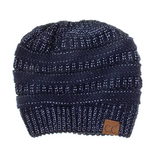 C.C. Exclusives Cable Knit Beanie - Thick, Soft & Warm Chunky Beanie Hats (Metal Navy) - CHEVEUX CORP. (1)