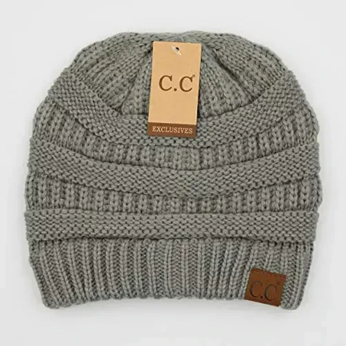 C.C Exclusives Cable Knit Beanie - Thick, Soft & Warm Chunky Beanie Hats (Natural Grey) - CHEVEUX CORP. (1)
