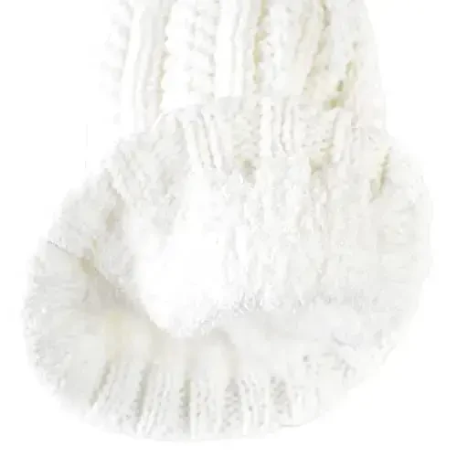 C.C Thick Cable Knit Faux Fuzzy Fur Pom Fleece Lined Skull Cap Cuff Beanie - 4