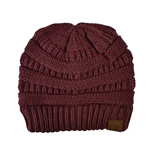 C.C Trendy Warm Chunky Soft Stretch Cable Knit Beanie - C.C