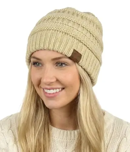 C.C Trendy Warm Chunky Soft Stretch Cable Knit Beanie 