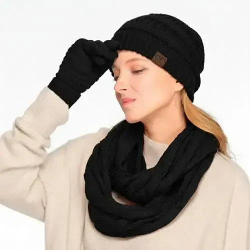 C.C Trendy Warm Chunky Soft Stretch Cable Knit Beanie - 3