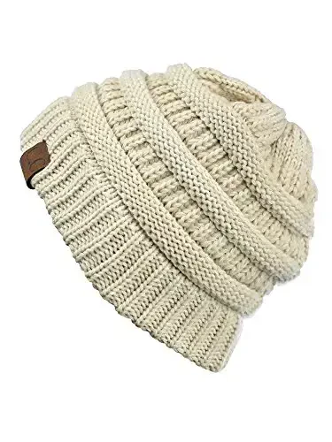 C.C Trendy Warm Chunky Soft Stretch Cable Knit Beanie - C.C
