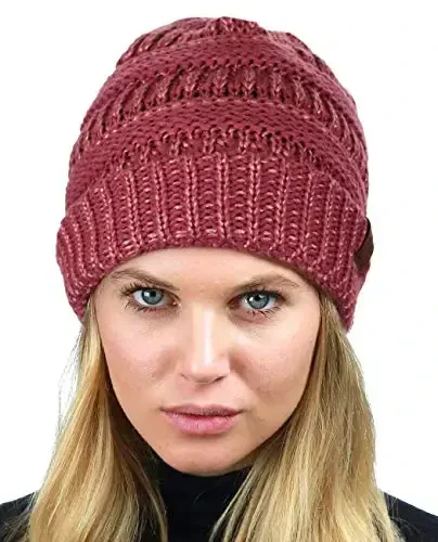 C.C Trendy Warm Chunky Soft Stretch Cable Knit Beanie - 3