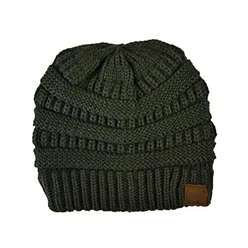 C.C Trendy Warm Chunky Soft Stretch Cable Knit Beanie - C.C