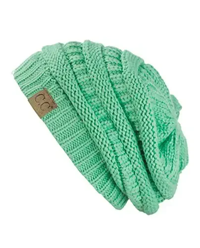 C.C Trendy Warm Chunky Soft Stretch Cable Knit Beanie - C.C