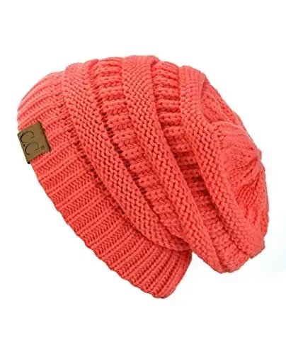 C.C Trendy Warm Chunky Soft Stretch Cable Knit Beanie - C.C