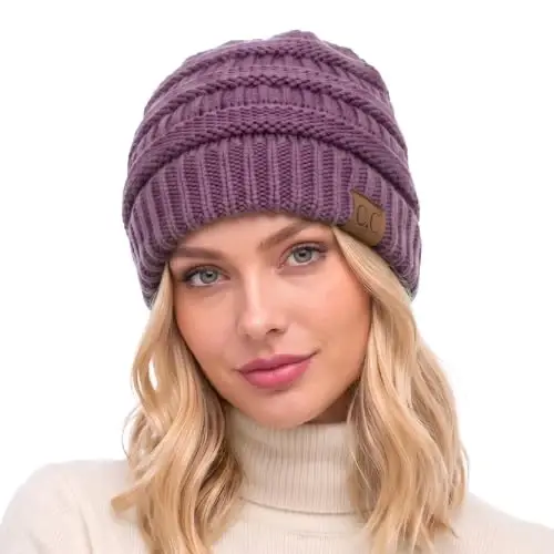 C.C Trendy Warm Chunky Soft Stretch Cable Knit Beanie - 1