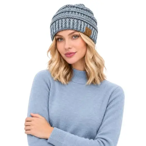 C.C Trendy Warm Chunky Soft Stretch Cable Knit Beanie - 1
